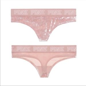 PINK Logo Velvet Thong Panty